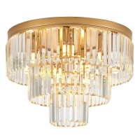 Faibra 10Light Gold Crystal Ceiling Light 2165 Modern Crystal Ceiling Light Fixture 3Tier Luxury K9 Crystal Ceiling Light F