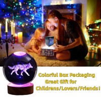 3D Wolf Crystal Ball Lamp Lifelike Wolf Night Light 16 Colors Changing Light Dimmable Remote Control Wolf Lamp Gift Wolf