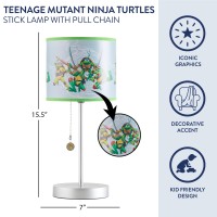 Idea Nuova Teenage Mutant Ninja Turtle Mutant Mayhem Stick Table Kids Lamp With Pull Chain Themed Printed Decorative Shade