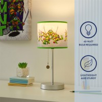 Idea Nuova Teenage Mutant Ninja Turtle Mutant Mayhem Stick Table Kids Lamp With Pull Chain Themed Printed Decorative Shade