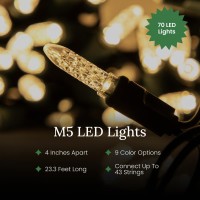 Pro Christmas M5 Led Holiday Lights 70 Bulbs 233Ft Professional Grade Indoor Outdoor Diamond Cut Sparkle Light Strings For