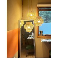 Qiyizm Plug In Pendant Light Hanging Lights With Plug In Cord Hanging Lamp Boho Rattan Dimmable Wicker Bamboo Woven Lamp Shade H