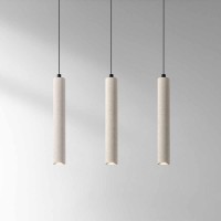 Riankh Cement Long Tube Pendant Light Modern Stone Hanging Light Adjustable Cord Hanging Lamp Suspension Lamp Led Energy Saving Drop Light For Living Room Dining Room (Color : Beige Cement)