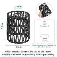 3 Pack Rattan Lamp Shade Small Boho Lamp Shades Replacement 59In Height 5In Diameter 153In Fitter Black Ceiling Light Cov