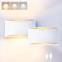 Blueye 2Packs Battery Operated Wall Sconce Remote Control Soft Warm 2700K6000K Cast Aluminum Rechargeable 50W Equivalent Lamp N