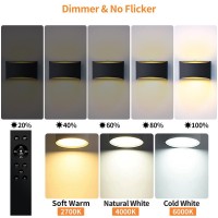 Blueye 2Packs Battery Operated Wall Sconce Remote Control Soft Warm 2700K6000K Cast Aluminum Rechargeable 50W Equivalent Lamp N