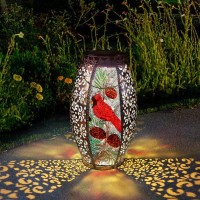 Outdoor Solar Lanternwaterproof Cardinal Hanging Metal Decorative Lights For Patio Table Garden Pathway Yard With Super Bright