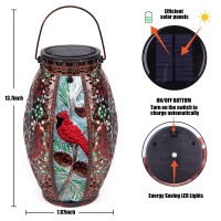 Outdoor Solar Lanternwaterproof Cardinal Hanging Metal Decorative Lights For Patio Table Garden Pathway Yard With Super Bright