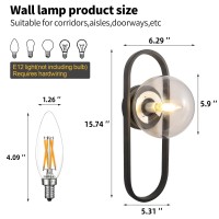 Wall Sconces Set Of Two Matte Black Wall Lamp Sconces Wall Lighting With Transparent Glass Shade Wall Lights Sconces Wall Decor