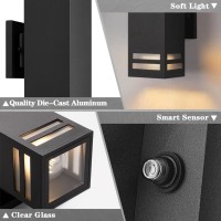 Shimr Dusk To Dawn Outdoor Light Fixture Matte Black Square Porch Lights Outdoor Modern Outdoor Sconces Wall Lighting Led Bul