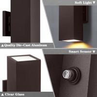 Shimr Dusk To Dawn Outdoor Lighting Porch Lights Outdoor 2 Pack Outdoor Sconce Lights With Oil Rubbed Bronze Finish Square Up