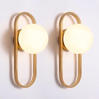 Wall Sconce Gold Wall Sconces Set Of Two Wall Lighting With Milkwhite Globe Glass Shade Wall Decor Set Of 2 Wall Lights For Liv