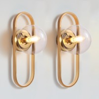 Wall Sconces Set Of Two Gold Wall Lamp Sconces Wall Lighting With Transparent Globe Glass Shade Wall Lights Sconces Wall Decor S