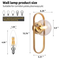 Wall Sconces Set Of Two Gold Wall Lamp Sconces Wall Lighting With Transparent Globe Glass Shade Wall Lights Sconces Wall Decor S