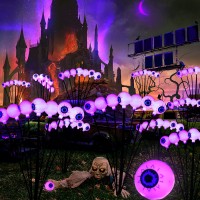 2 Pack 16Led Solar Halloween Decorations Outdoor Scary Eyeball Lights Halloween Decor Waterproof Led Decorative Stake Lights Fo