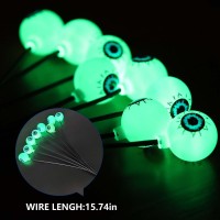 2 Pack 16Led Solar Halloween Decorations Outdoor Scary Eyeball Lights Halloween Decor Waterproof Led Decorative Stake Lights Fo