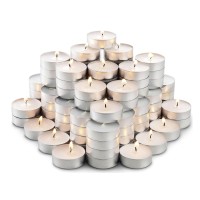 Tealight Candles In Bulk | 100 White, Small Votive Smokeless, Dripless & Long Lasting Paraffin Candles | For Home, Pool And Wedding