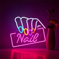 Pink Nails Salon Neon Sign For Wall Decor Nails Salon Led Neon Signs Lights For Beauty Room Girly Store Nails Salon Decor Gift