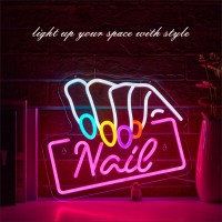 Pink Nails Salon Neon Sign For Wall Decor Nails Salon Led Neon Signs Lights For Beauty Room Girly Store Nails Salon Decor Gift