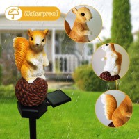 Qh Garden Solar Outdoor Lights Squirrel Garden Statues Decor Resin Squirrel Solar Light Birthday Gifts For Mom Waterproof Cut