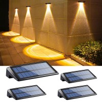 Luhlee Solar Fence Lights Outdoor Waterproof Led,4 Pack Fence Lights Solar Powered, Solar Lights For Outside Waterproof,Outdoor Solar Wall Lights For Backyard,Porch,Pool Fence(Warm White 4 Pack)