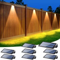 Solar Fence Lights Outdoor Waterproof Led,4 Lens Fence Lights Solar Powered,8 Pack Solar Deck Lights For Outside Ip65 Waterproof,Outdoor Solar Wall Lights For Fence Post (Warm White 8 Pack)