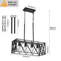 Keesfu Black Farmhouse Kitchen Island Lighting 4 Lights Pendant Lighting Fixtures Adjustable Height Industrial Dining Room Li