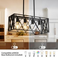 Keesfu Black Farmhouse Kitchen Island Lighting 4 Lights Pendant Lighting Fixtures Adjustable Height Industrial Dining Room Li