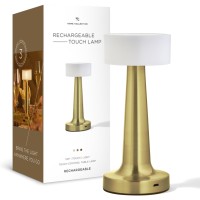 Silver One Gold Metal Cordless Lamp - 3 Colors Rechargeable Table Lamp - Touch Lamp For Bedroom Nightstand, Living Room, Bed Room,Tables, Restaurant - Led Desk Lamp