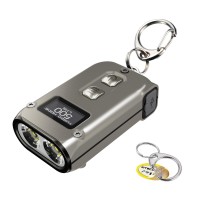 Nitecore Tini 2 Keychain Flashlight, 500 Lumen Usb-C Rechargeable Fast Charging With Digital Display (Titanium)