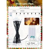 Battery Operated Christmas String Lights 8Ft 20 Led Mini Lights With Timer Christmas Tree Lights For Indoor Outdoor Bedroom We