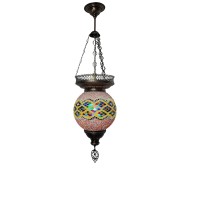 Angora Sofia Turkish Lighting | 100% Handmade In Turkey, Mosaic Glass, Mediterranean, Bohemian, Turkish Moroccan Hanging Pendant Lamps For Living Room, Bedroom And Home Office | 26.38 Inches