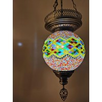 Angora Sofia Turkish Lighting | 100% Handmade In Turkey, Mosaic Glass, Mediterranean, Bohemian, Turkish Moroccan Hanging Pendant Lamps For Living Room, Bedroom And Home Office | 26.38 Inches