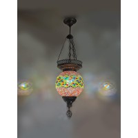 Angora Sofia Turkish Lighting | 100% Handmade In Turkey, Mosaic Glass, Mediterranean, Bohemian, Turkish Moroccan Hanging Pendant Lamps For Living Room, Bedroom And Home Office | 26.38 Inches