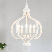 White Farmhouse Chandelier 5 Light French Country Chandeliers For Dining Room Orb Antique Entryway Chandelier Kitchen Island Pen