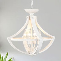 4Lights French Country Chandelier Farmhouse Chandelier Handmade Semi Flush Mount Ceiling Light Fixture Wood Chandelier Pendant