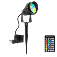 Flrybrg Halloween Spotlight Outdoor 15W 1500 Lm With Rf Remote 110V Cob Led Spot Lights Outdoor Rgb Color Changing Landscape Lig