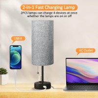 Cnxin Small Black Bedside Lamp With 3 Color Temperatures Pull Chain Nightstand Table Lamp With Usb Port Outlet For Kids Bedroom