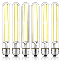 Novelux 7.3 Inch E26 Led Bulb 60 Watt Dimmable,5000K Daylight Edison Bulbs,6W Tubular T10 Long Clear Glass Light Bulb For Rustic Pendant,Industrial Pipe,Wall Sconces,Chandeliers(6 Pack)