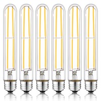 Novelux 7.3 Inch E26 Led Bulb 60 Watt Dimmable,3000K Warm White Edison Bulbs,6W Tubular T10 Long Clear Glass Light Bulb For Rustic Pendant,Industrial Pipe,Wall Sconces,Chandeliers(6 Pack)