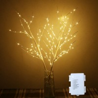 Amars 2 Pack Pre Lit Lighted White Birch Tree Branches With Timer Battery Operated Branch Lights 31 Inch Decorative Sticks Vas