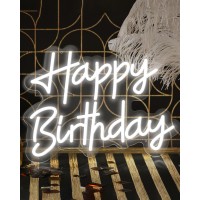 Kaegort Happy Birthday Neon Sign For Wall Decor Happy Birthday Light Up Sign Large Usb Powered Led Neon Light Signs For Backdro