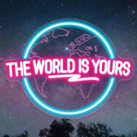 The World Is Yours Neon Sign Carved Planet The World Is Yours Led Neon Light Lamp For Wall Decor Light Up Signs For Office Wed