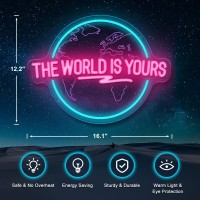 The World Is Yours Neon Sign Carved Planet The World Is Yours Led Neon Light Lamp For Wall Decor Light Up Signs For Office Wed