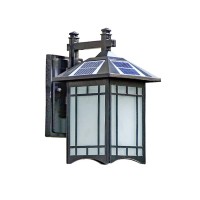 Yong - Fr Wall Lamps, Retro Emphasis On Square Wall Lantern Outdoor Waterproof And Moisture-Proof Wall Sconce Light Control Solar Porch Lights Front Porch Garage Lighting (Color : Black)