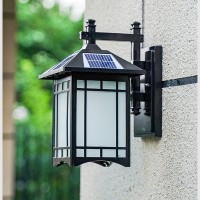 Yong - Fr Wall Lamps, Retro Emphasis On Square Wall Lantern Outdoor Waterproof And Moisture-Proof Wall Sconce Light Control Solar Porch Lights Front Porch Garage Lighting (Color : Black)