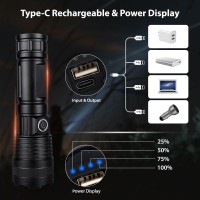 Yxqua Rechargeable Led Flashlights High Lumens 250000 Lumens Super Bright Tactical Flashlight Handheld Powerful Flashlights Fo