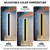 Gremlbuk 2 Pcs 39 Inch Modern Outdoor Wall Lights 3000K6000K Dimmable Outdoor Wall Sconce Long Wall Light With Remote Control I