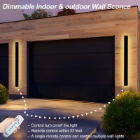 Gremlbuk 2 Pcs 39 Inch Modern Outdoor Wall Lights 3000K6000K Dimmable Outdoor Wall Sconce Long Wall Light With Remote Control I