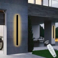 Gremlbuk 39 Inch Modern Outdoor Wall Light 3000K6000K Dimmable Outdoor Wall Sconce Long Wall Light With Remote Control Exterio